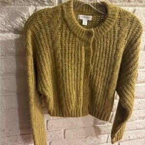 Topshop dark mustard /olive Mohair style Knit Cardigan